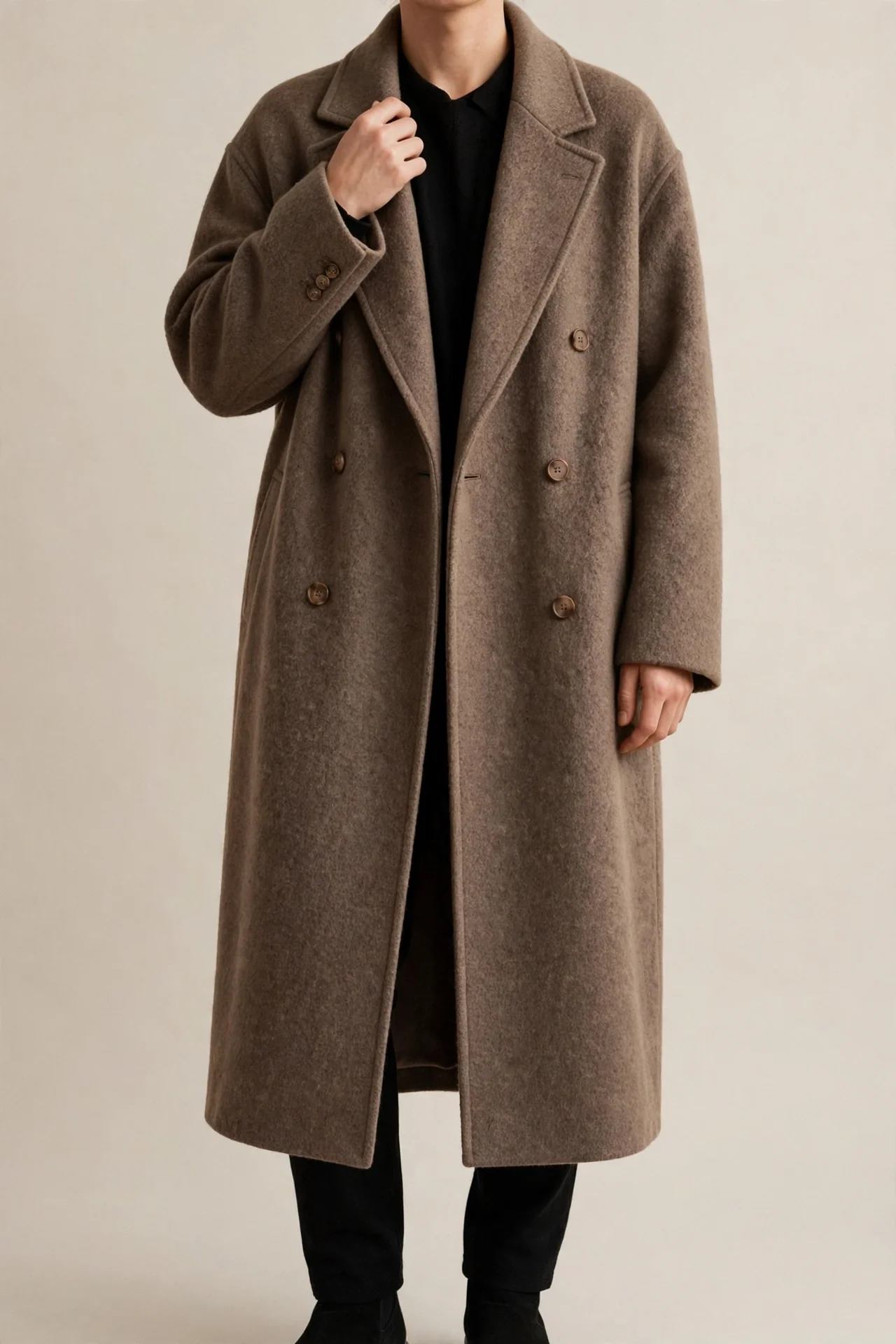 Chouyatou Double-Breasted Wool-Blend Coat