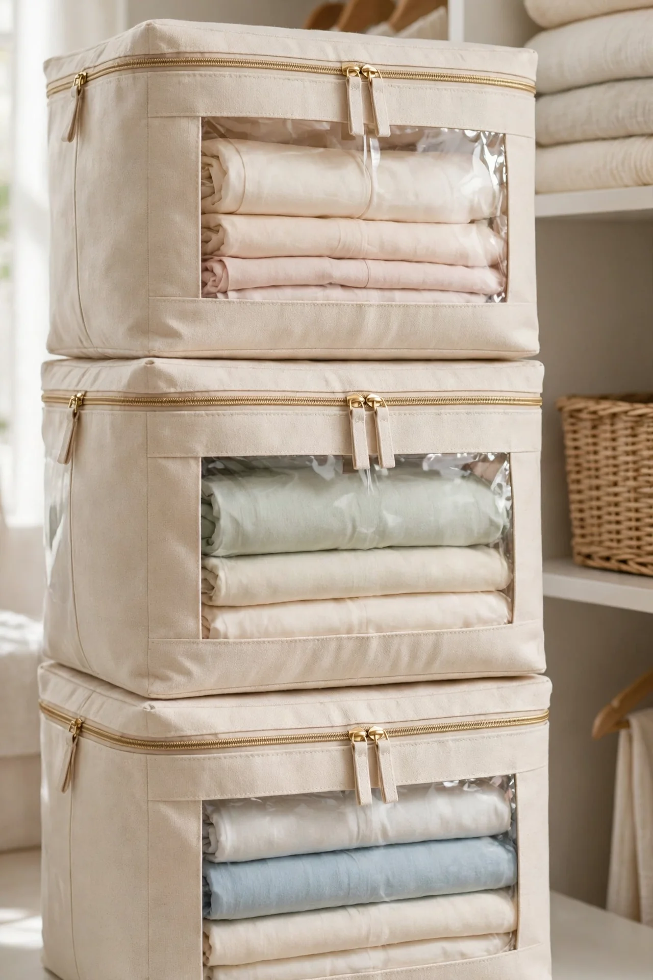Large Storage Bags With See-Through Panels (Set Of 4)