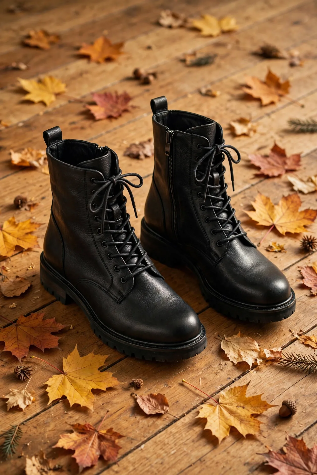 Vepose Lace-Up Combat Booties