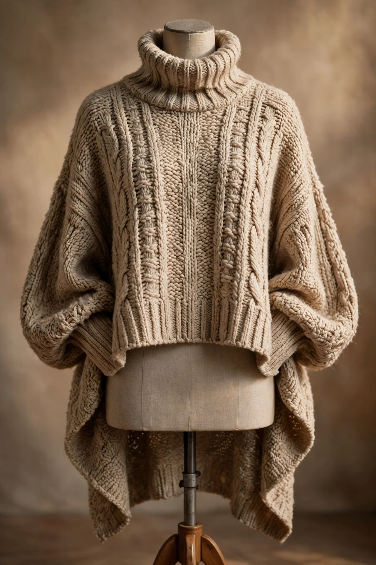 ANRABESS Batwing Turtleneck Sweater