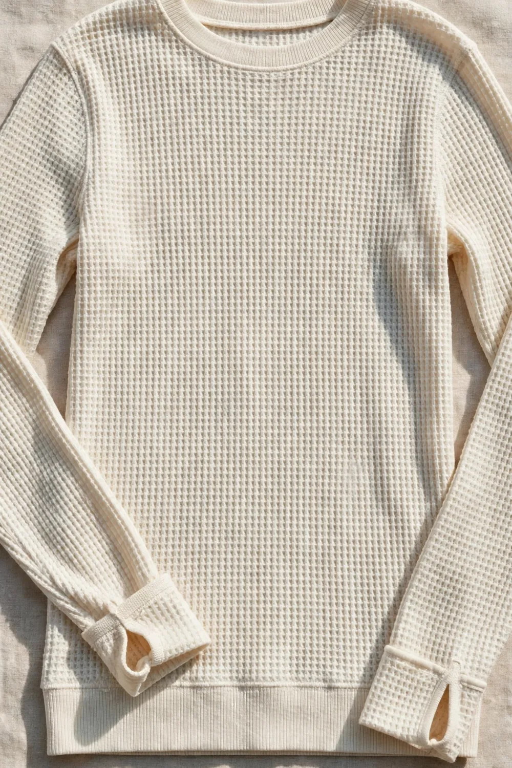 Waffle-Knit Top With Thumb Holes
