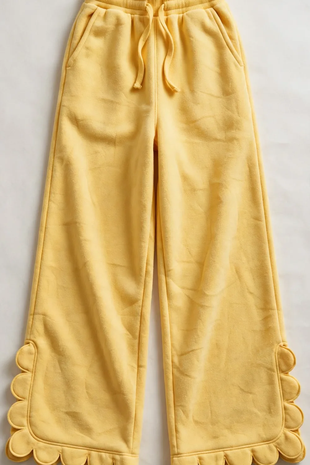 Wide-Leg Petal-Hem Sweatpants