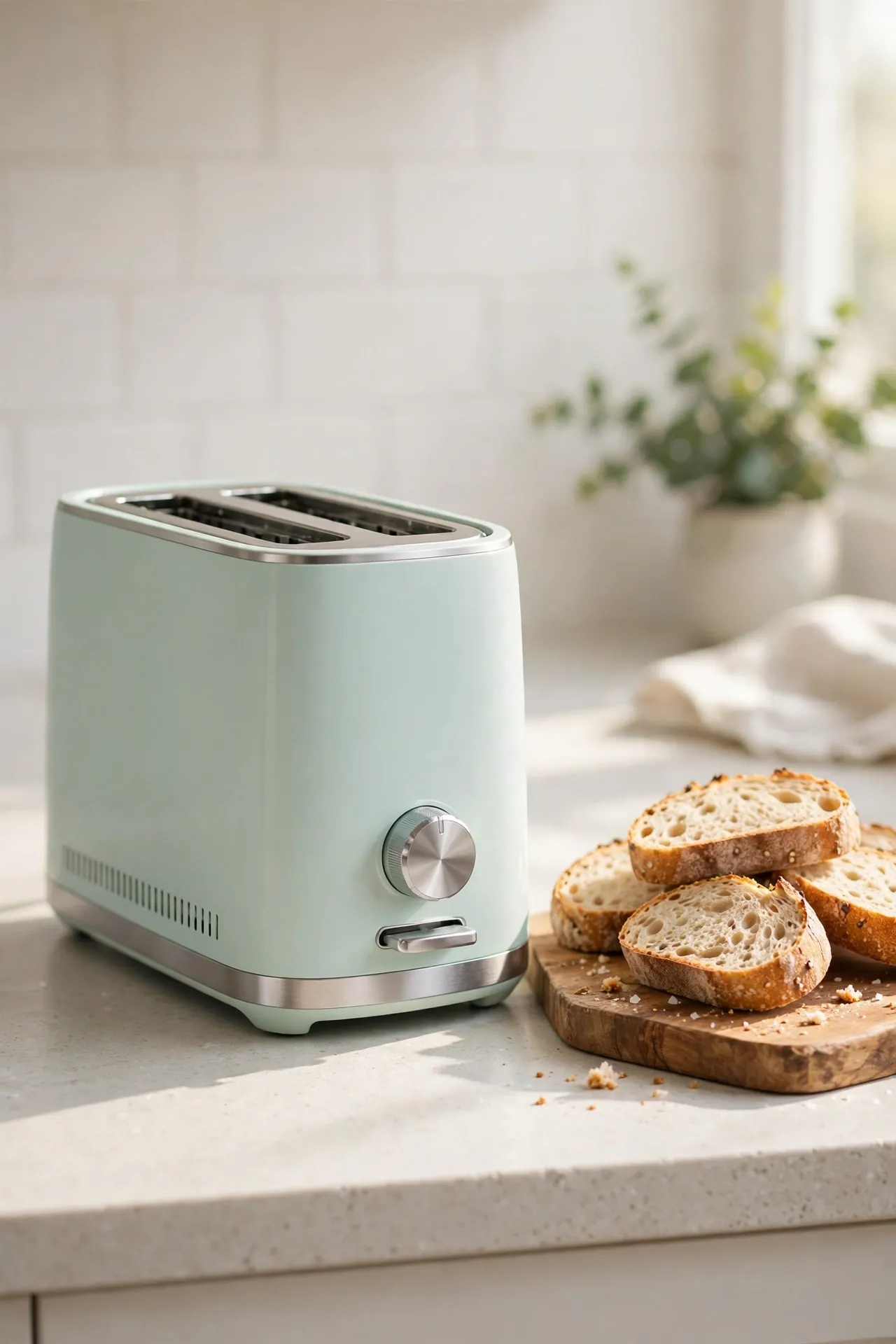 Slim Bella two-slice long-slot toaster on a kitchen counter