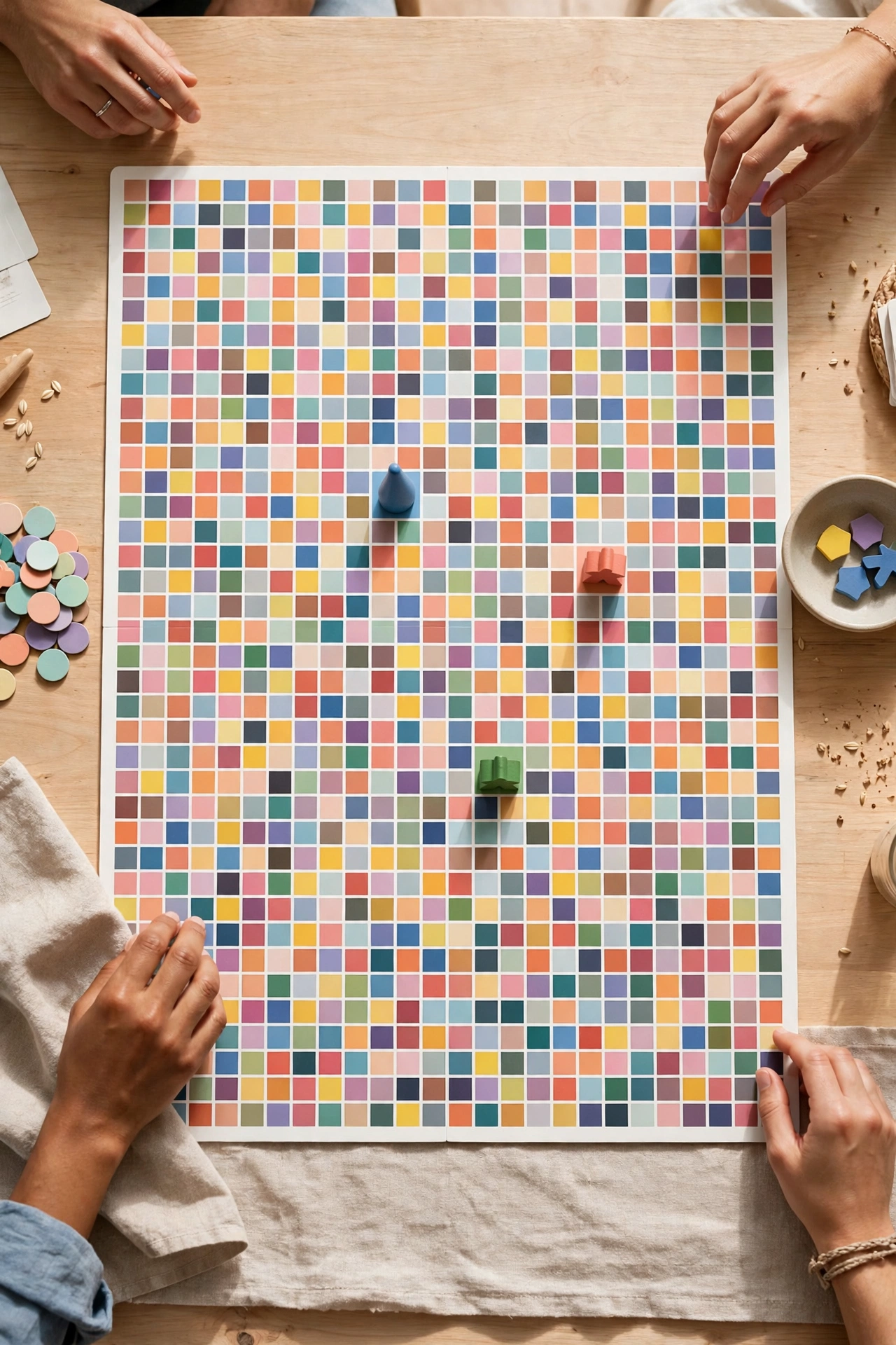 Hues and Cues board game with its grid of 480 color swatches