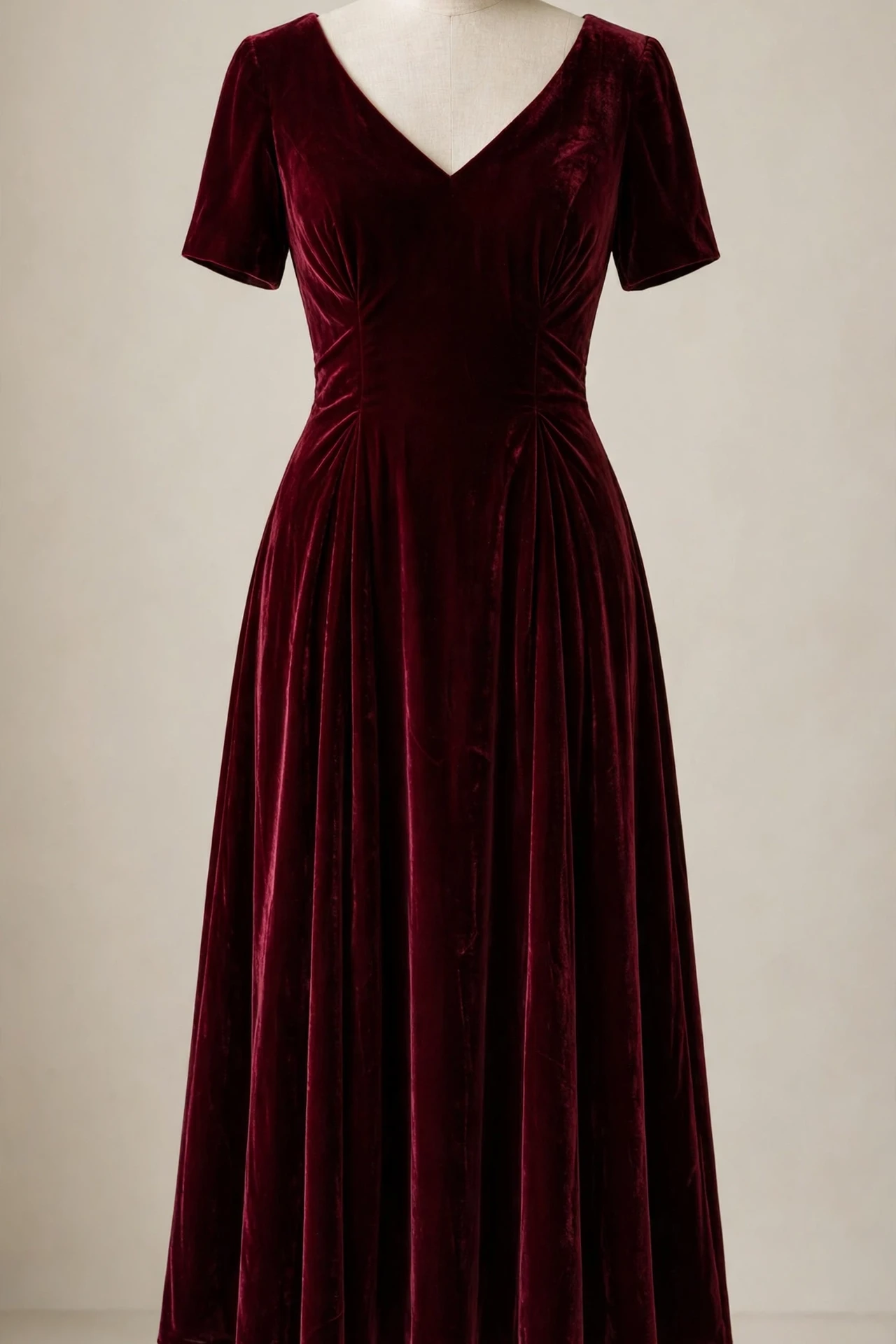 A Velvet Dress With Short Sleeves