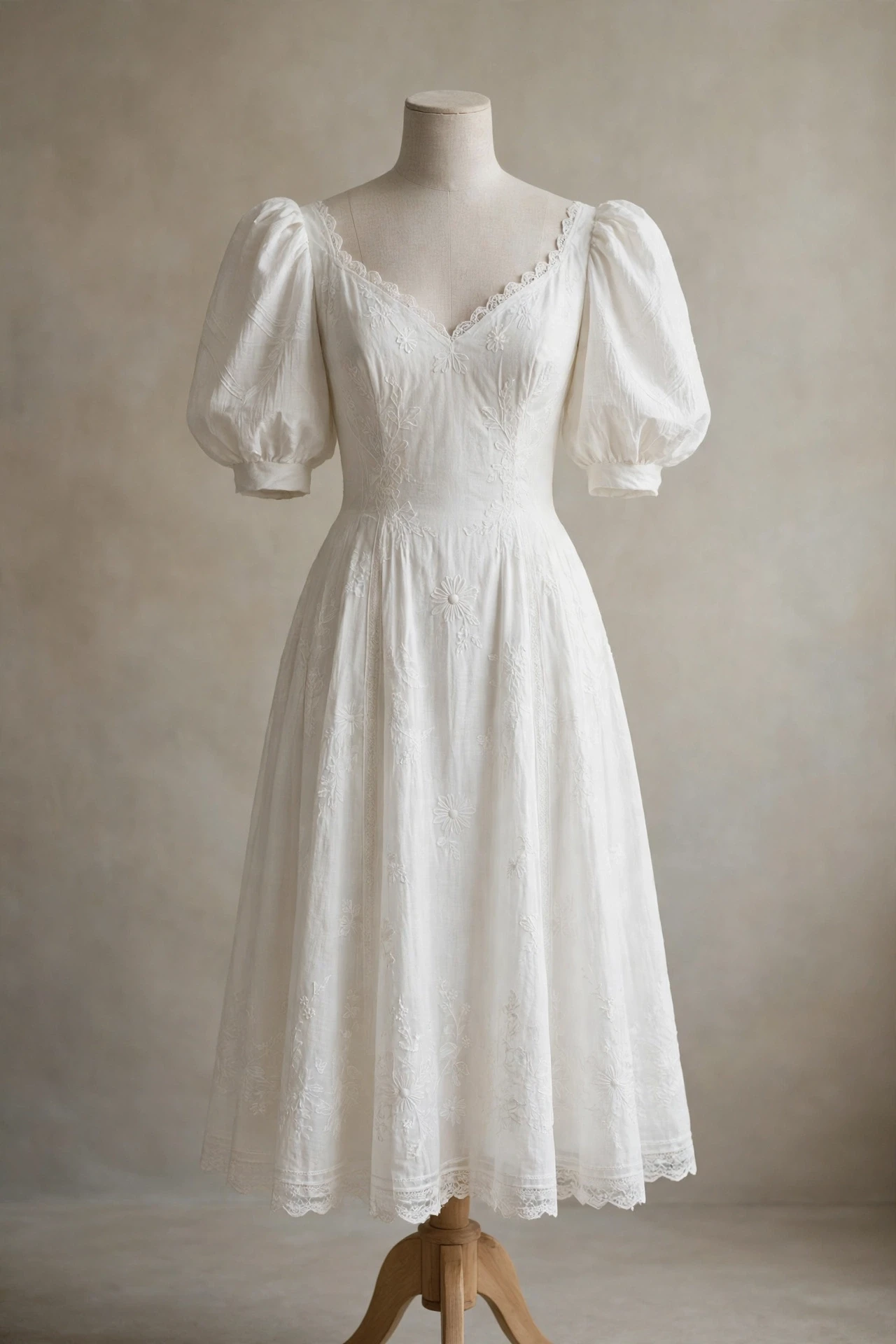 A White Dress With Puff Sleeves