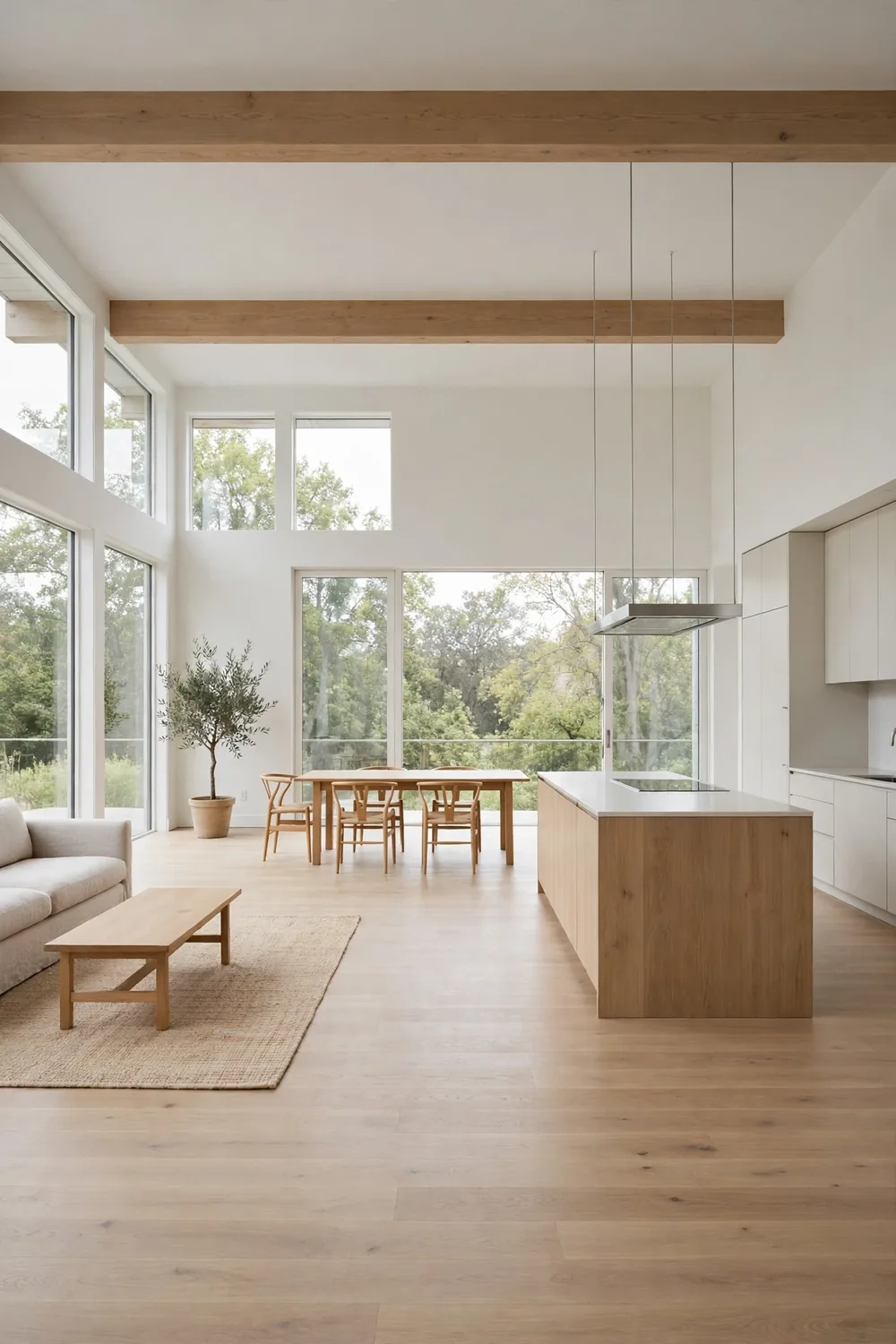 A very large open-plan kitchen, dining and living space