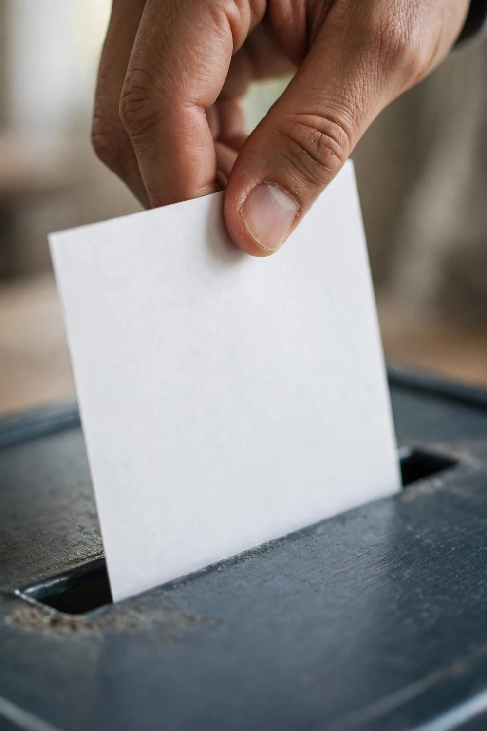 A ballot being placed into a ballot box
