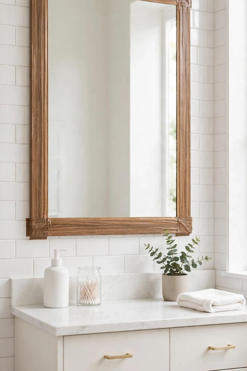DESOMINOR Wood-Grain Mirror Frame Tape