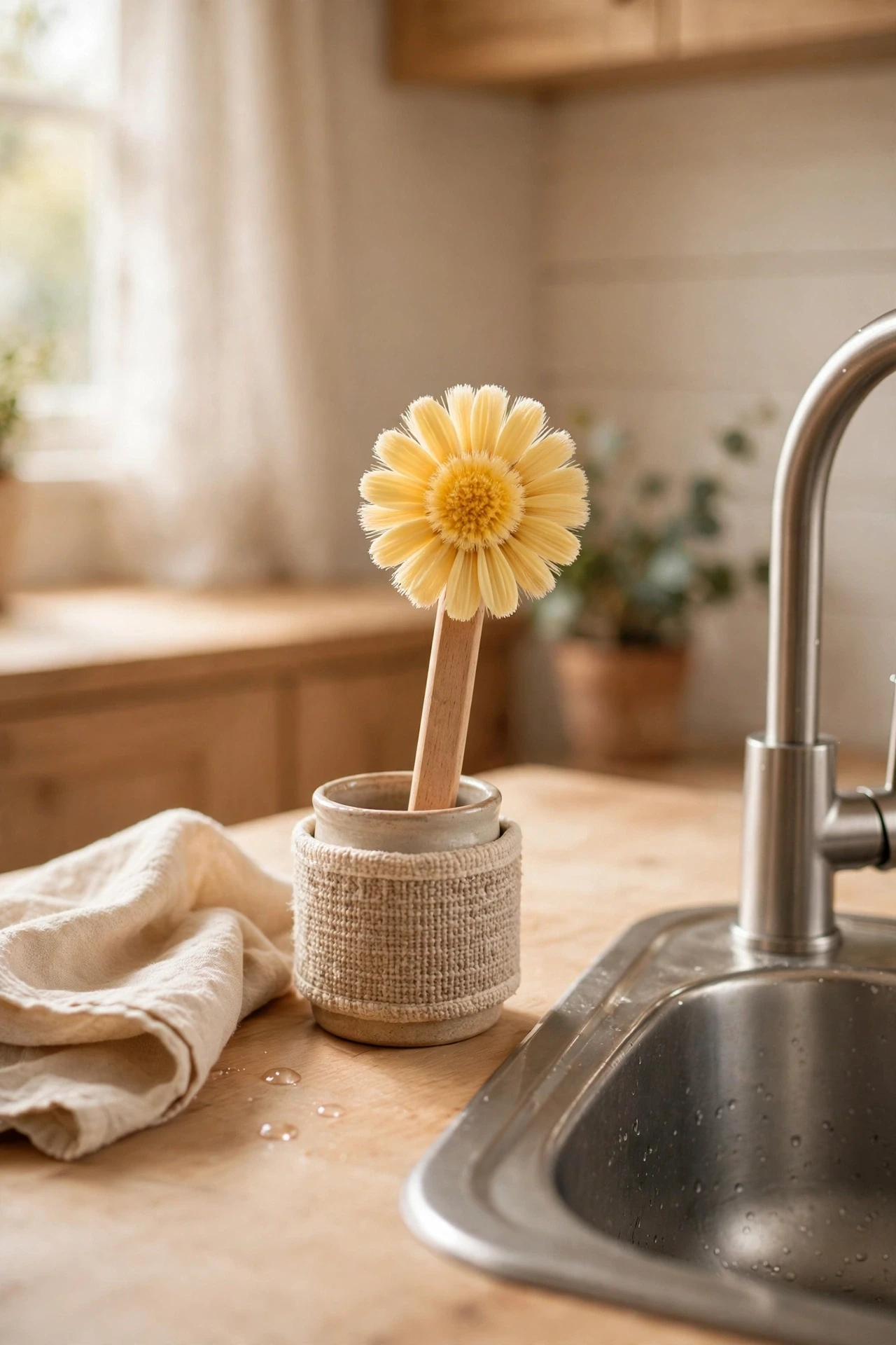 A Daisy-Shaped Dish Brush