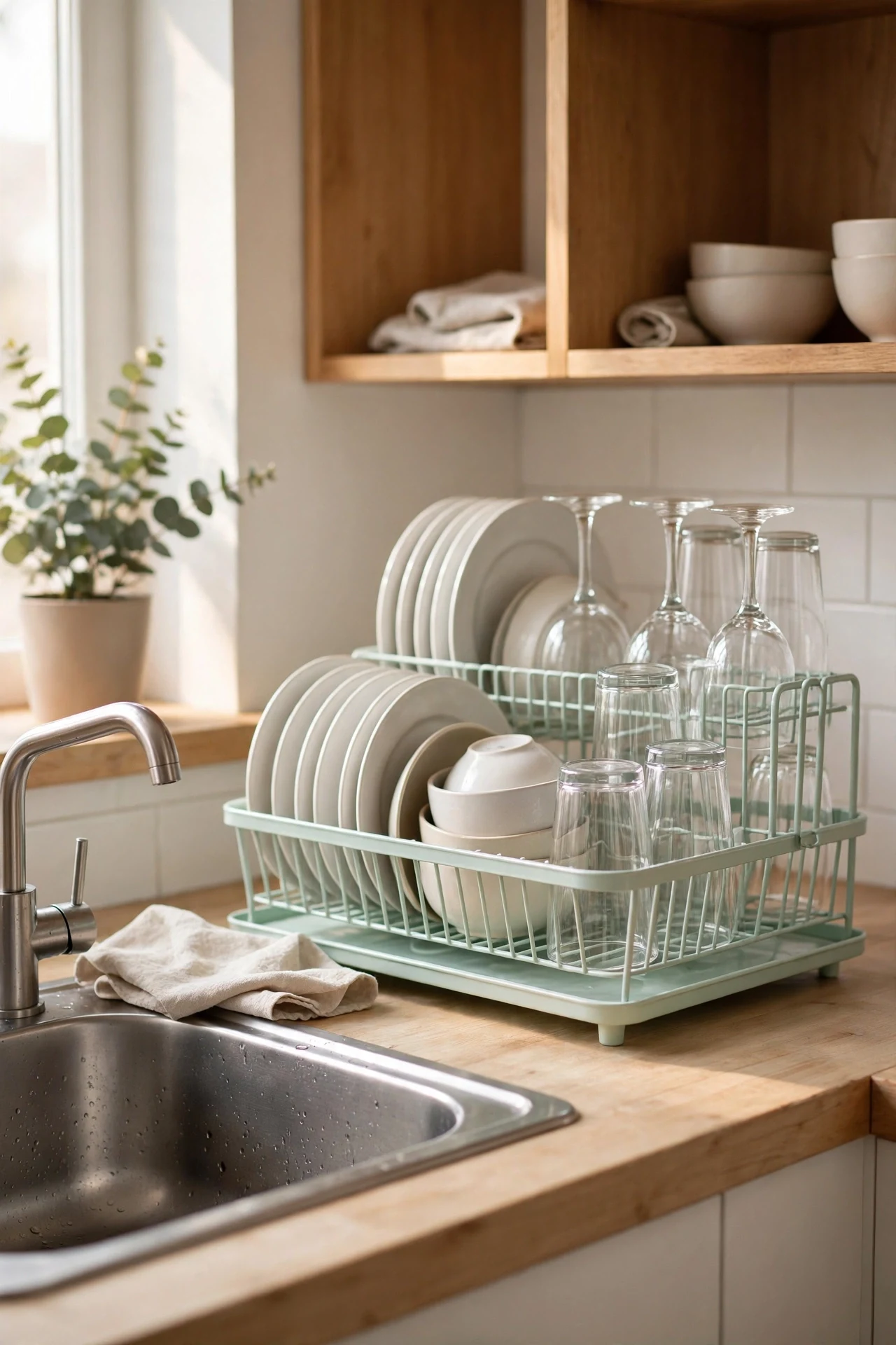 A Pastel Dish Drying Rack