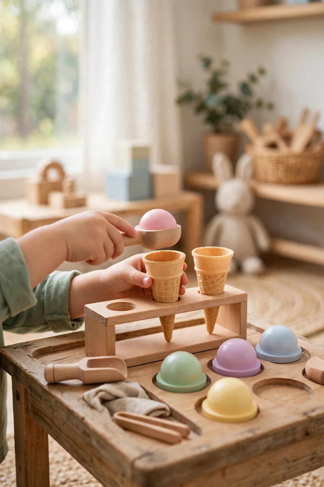 A Melissa & Doug Wooden Ice Cream Play Station