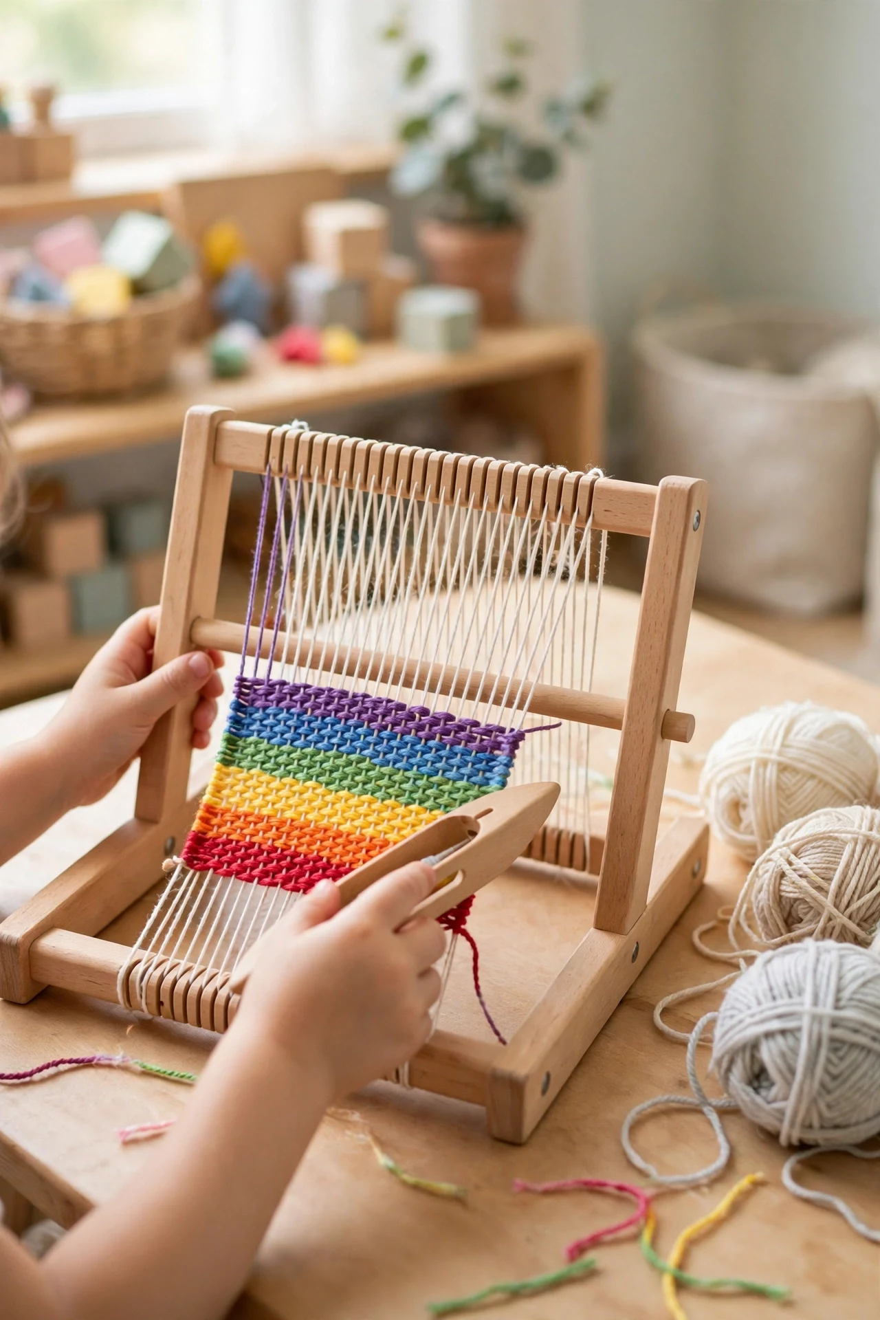 A Melissa & Doug Wooden Weaving Loom