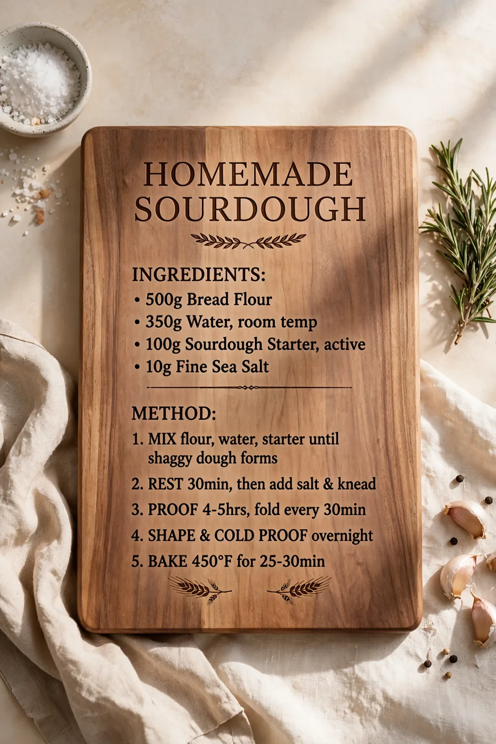 Wooden cutting board with a custom engraving