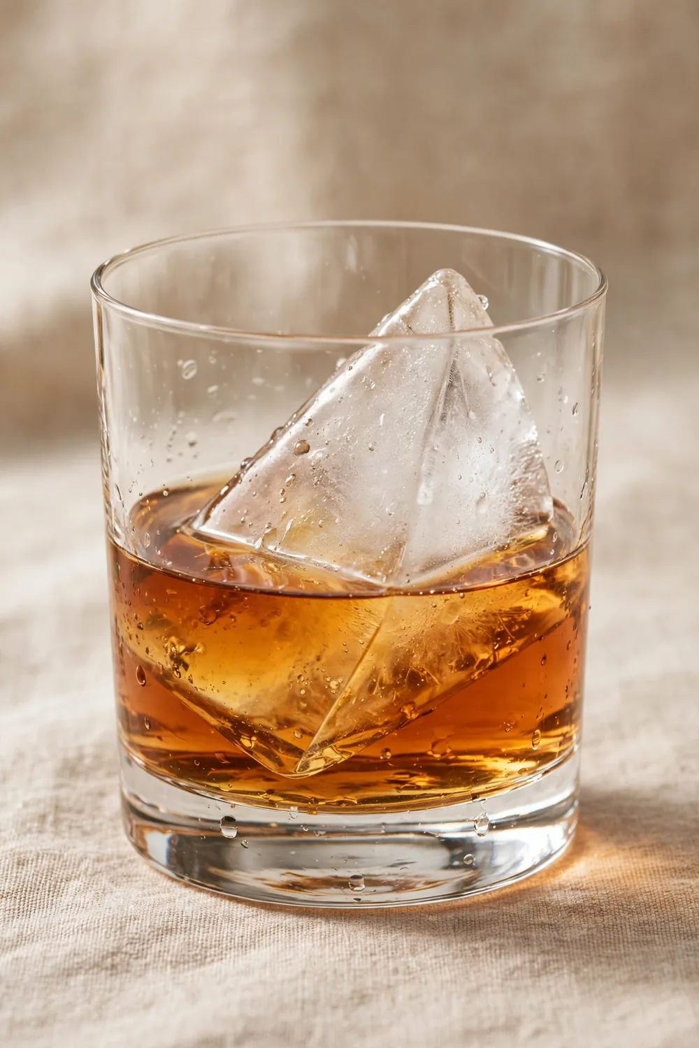 Corkcicle whiskey wedge glass with amber drink
