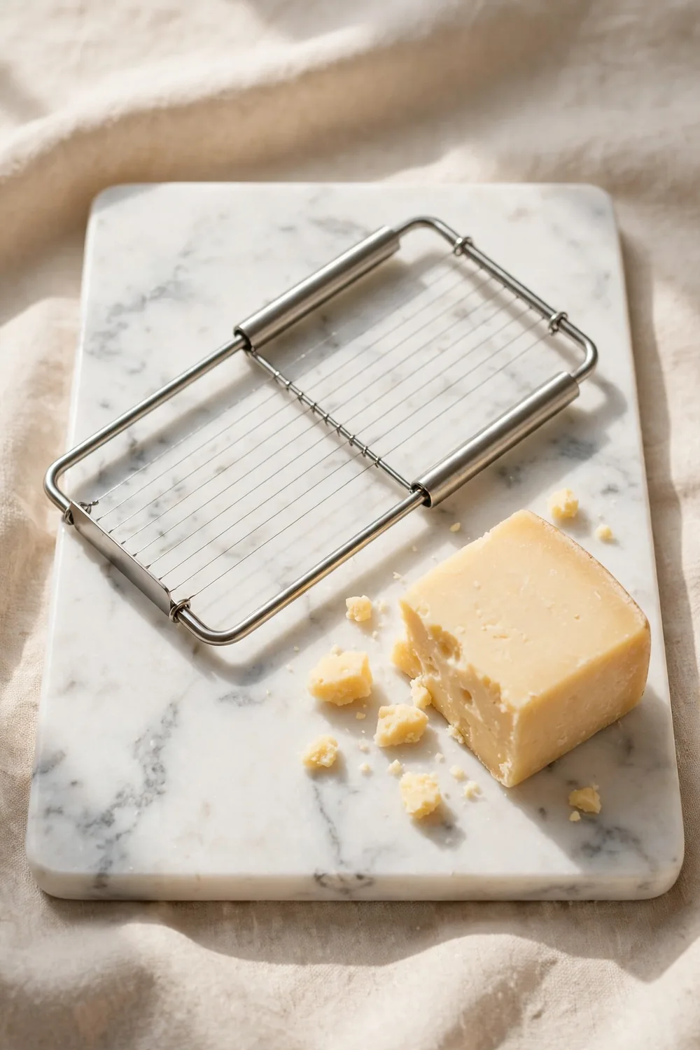 Marble cheese slicer board with wire cutter