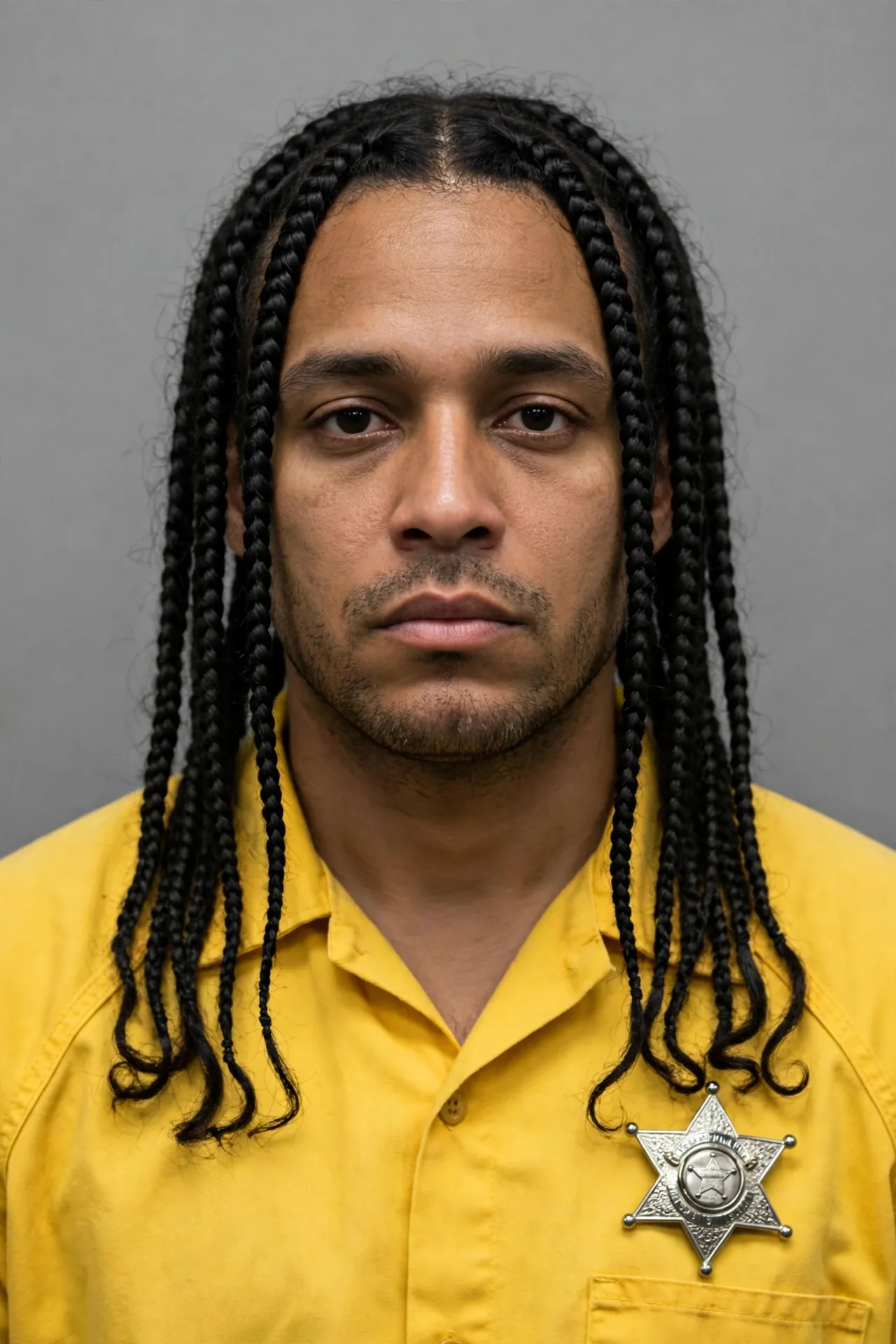 Jamerus Parkman in a mugshot-style photo in a yellow jail top