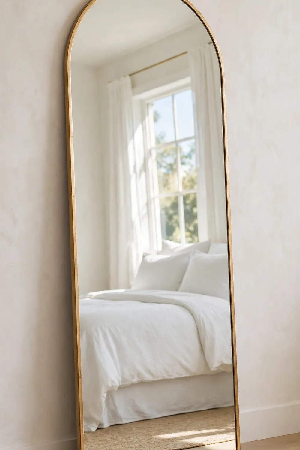 KOMCOTE Arched Floor Mirror 71x28, Gold