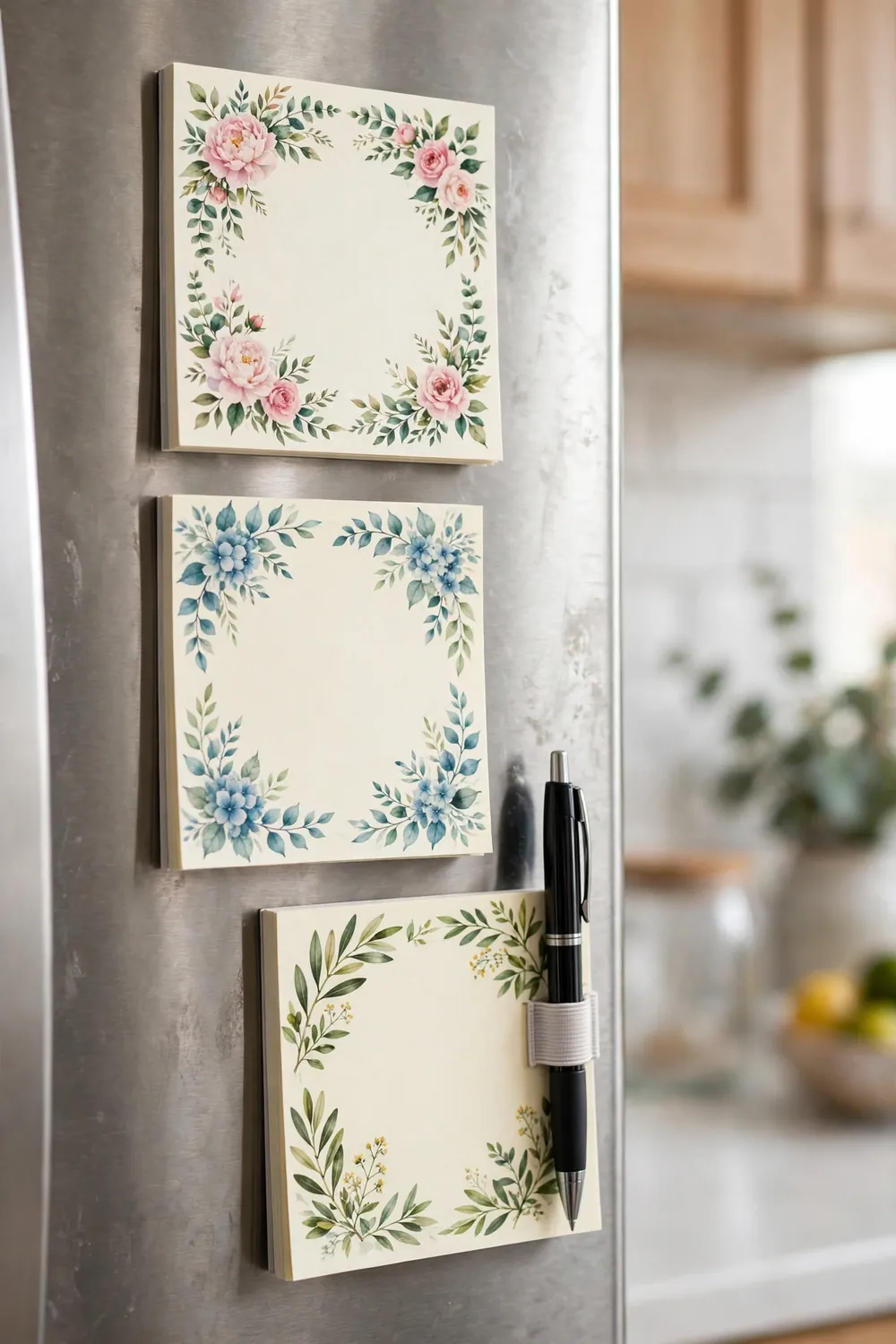 Juvale Magnetic Notepads for Fridge, Floral 6-Pack