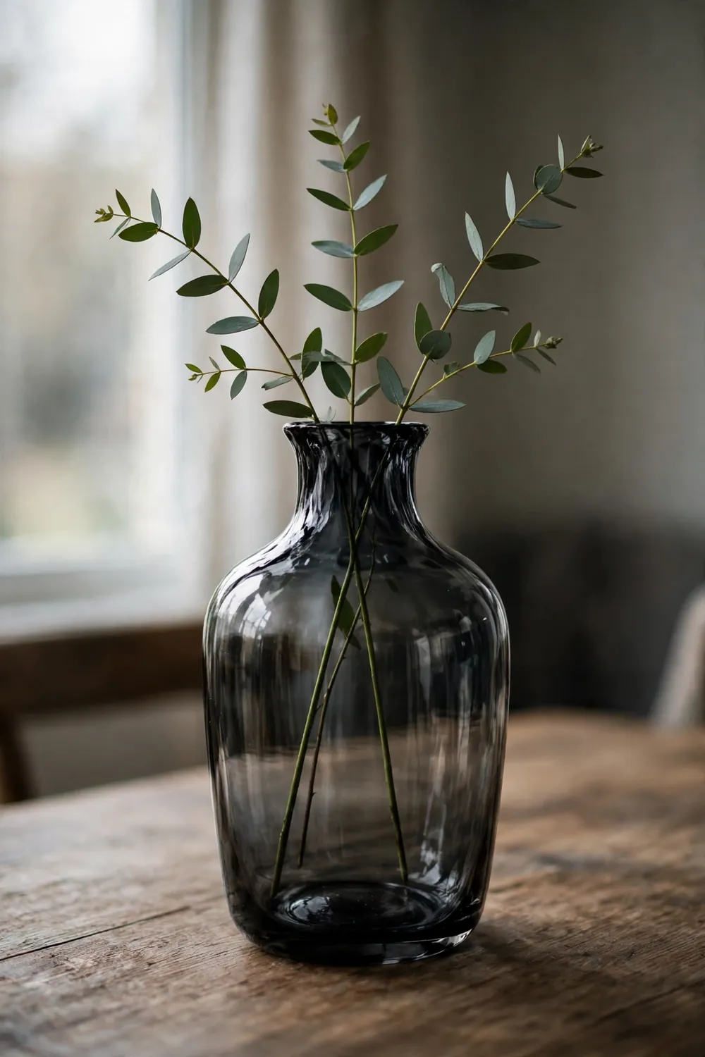 GeLive Smoked Glass Vase (Smoky Black)