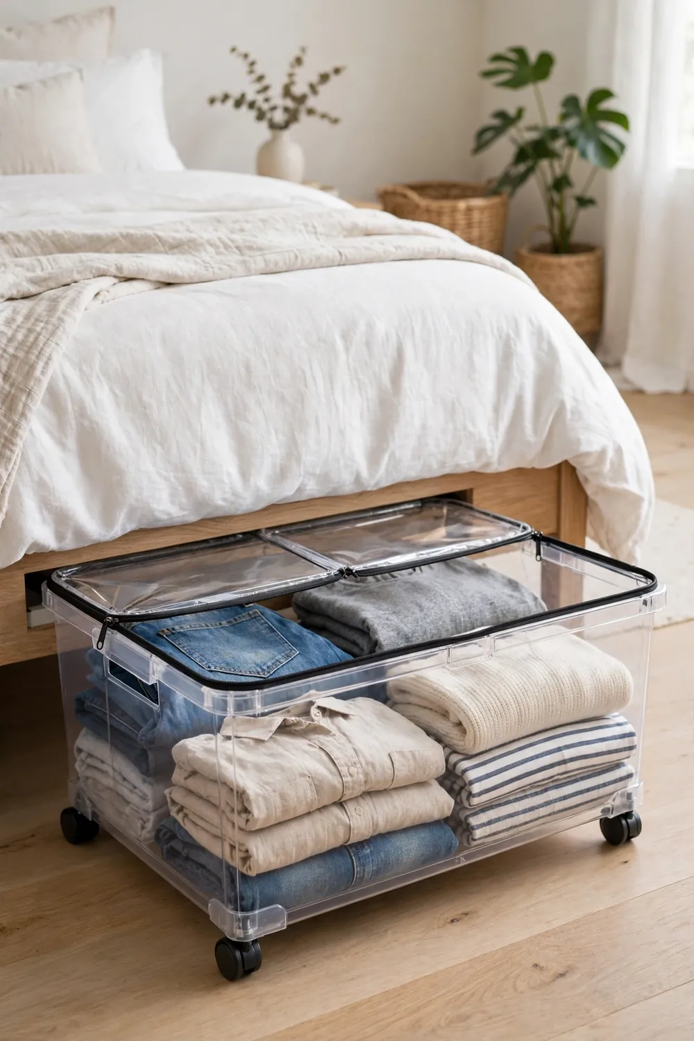 Under-Bed Zippered Storage Bin with Wheels