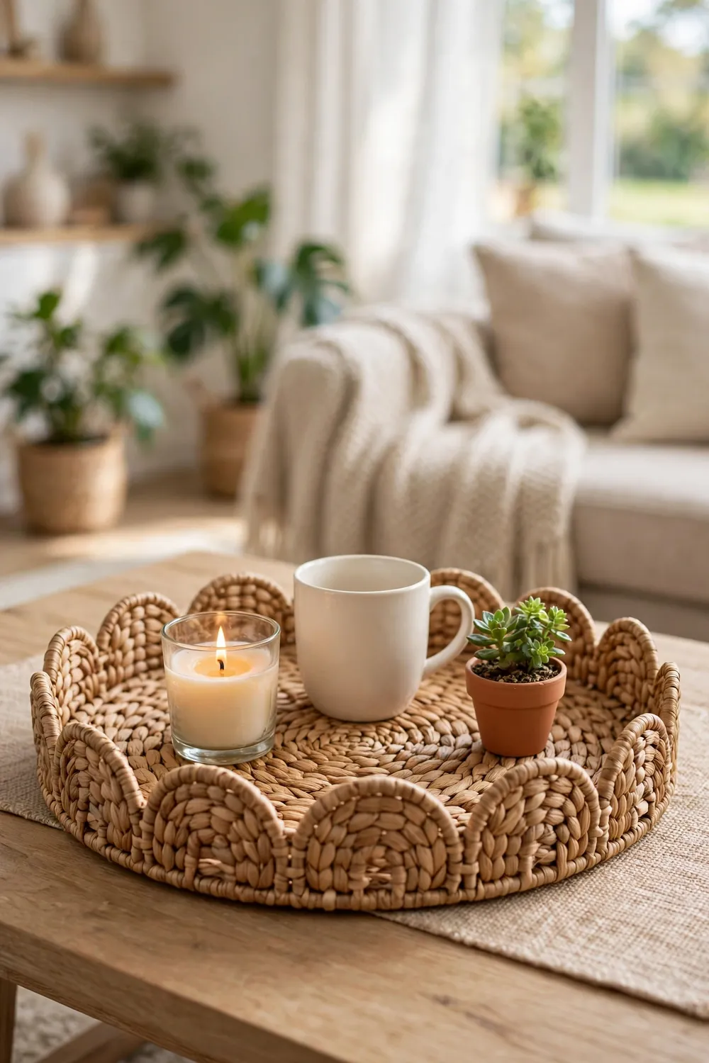 StorageWorks Scalloped Water Hyacinth Tray