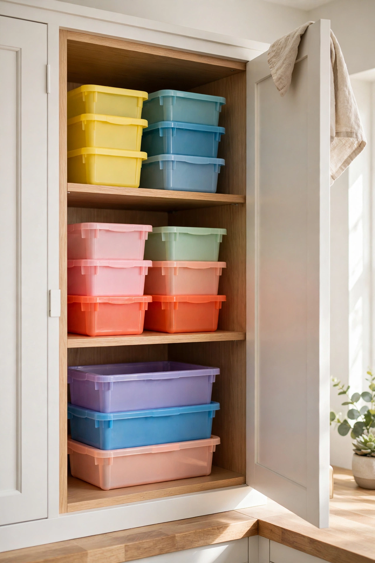 Stacking Bins That Corral the Cabinet Chaos