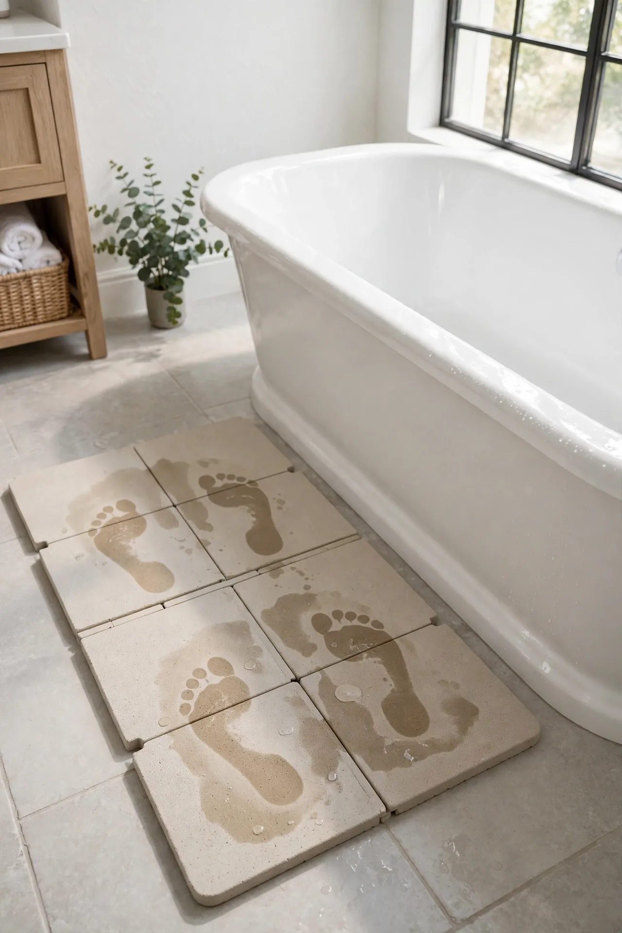 A Foldable Stone Bath Mat That Actually Dries