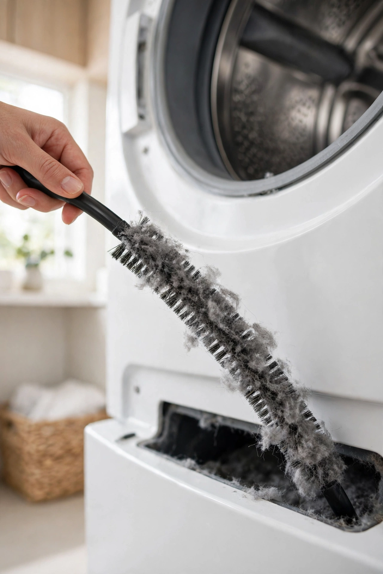 A Long Dryer Lint Brush That Reaches the Real Problem