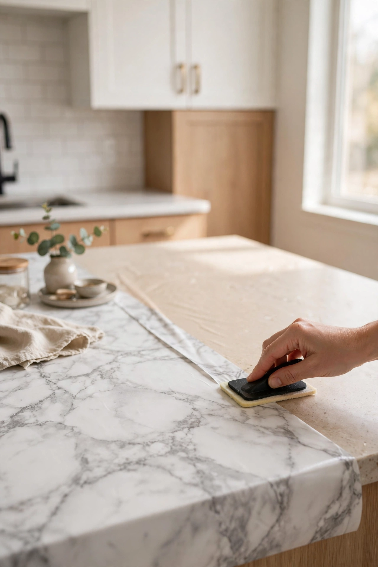 Marble Contact Paper for an Instant Countertop Glow-Up