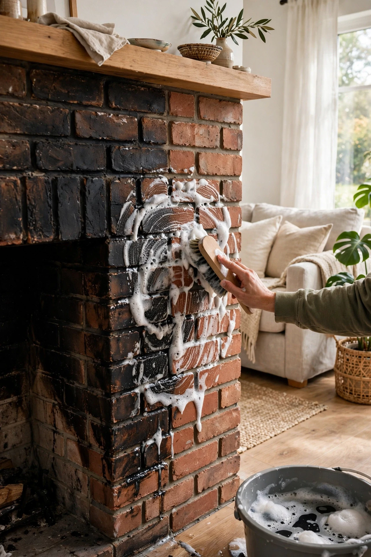 A Fireplace Cleaner for Soot-Stained Brick