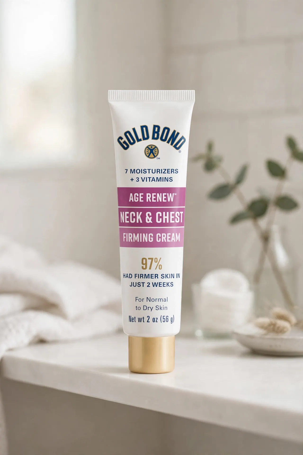 Tube of Gold Bond Age Renew neck and chest firming cream