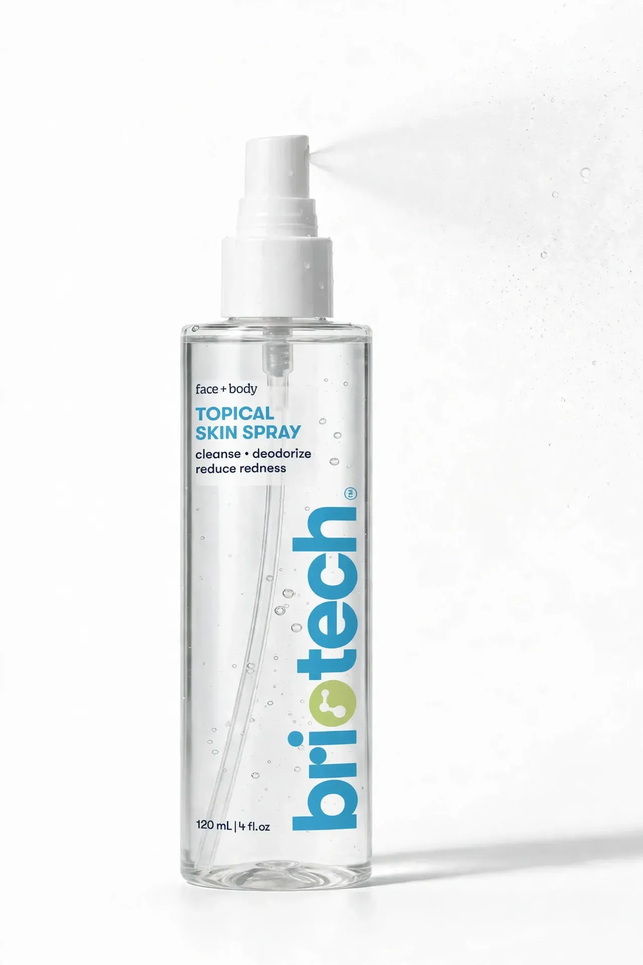 Spray bottle of Briotech Topical Skin Spray with hypochlorous acid