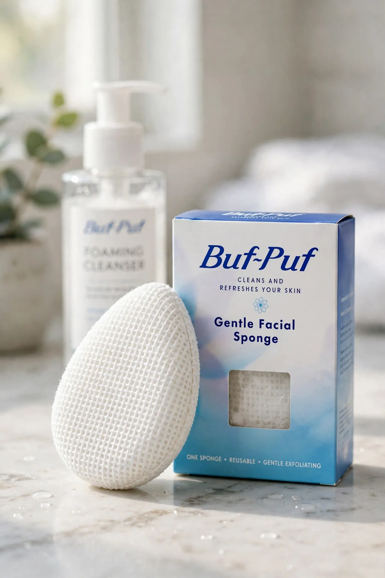 Buf-Puf gentle facial sponge with its box