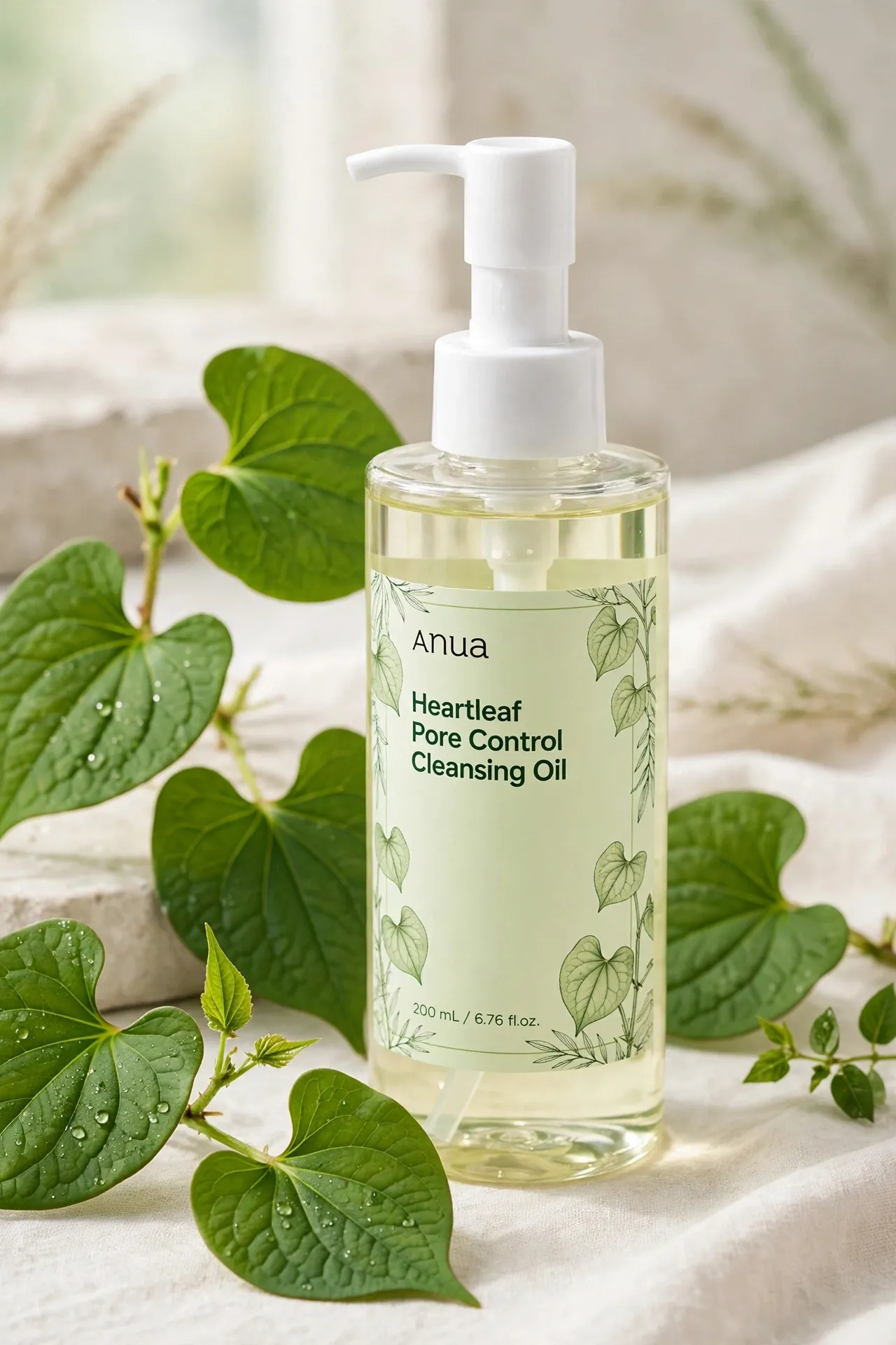 Pump bottle of Anua Heartleaf Pore Control Cleansing Oil
