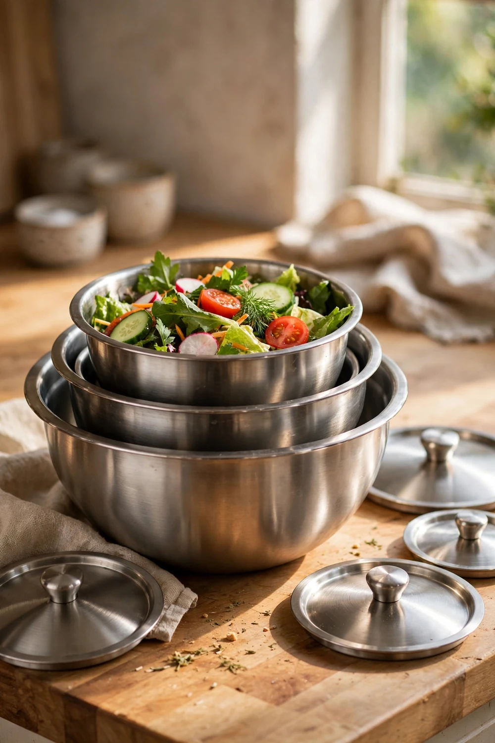 Umite Chef stainless steel mixing bowls with lids