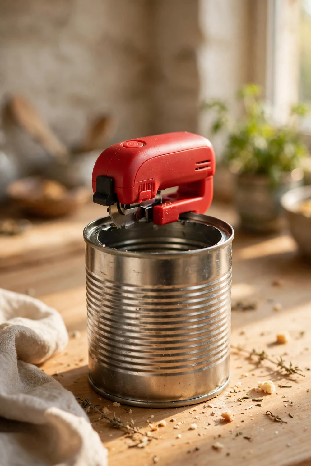 Kitchen Mama automatic electric can opener in red