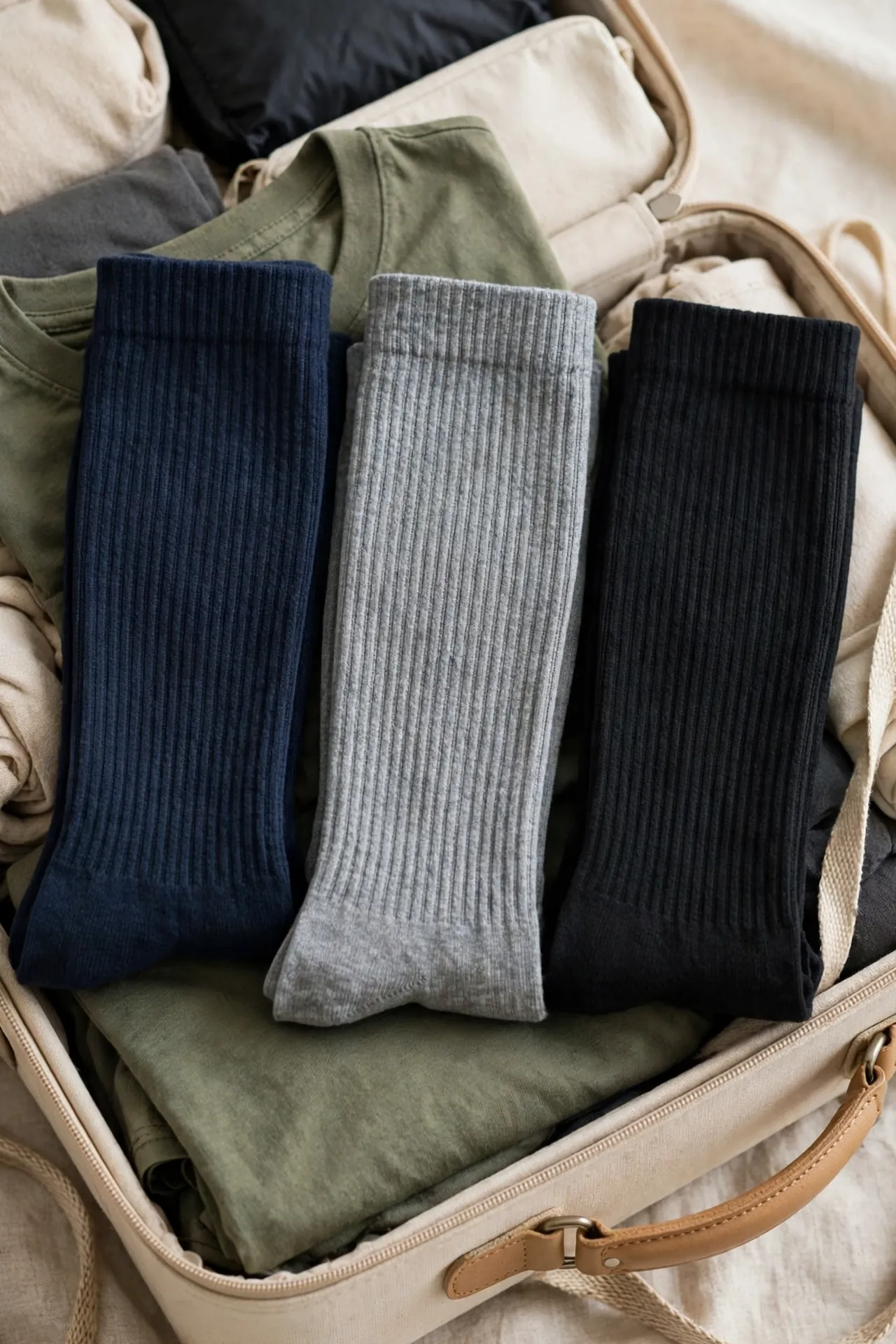 Compression knee-high socks in a travel setting