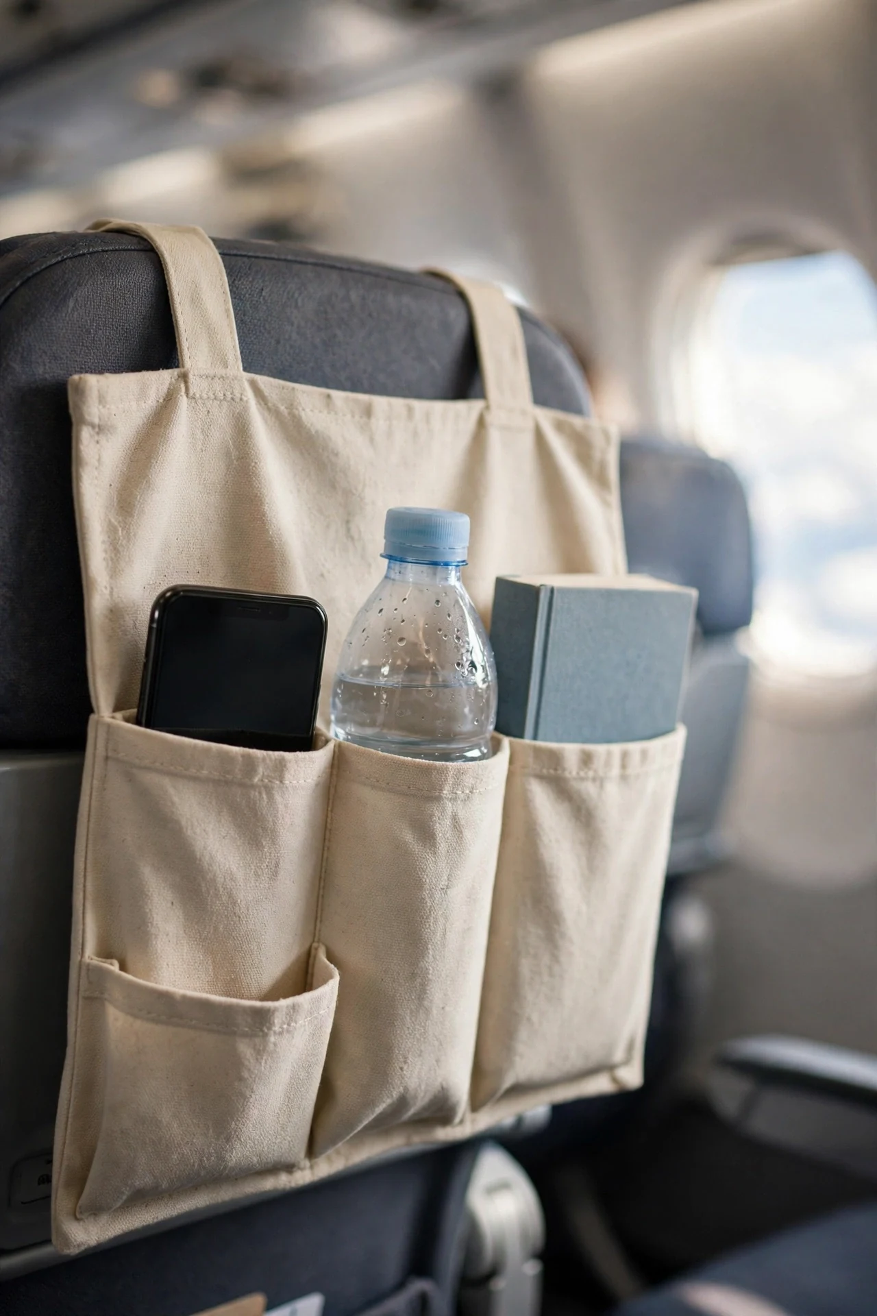An Airplane Seat-Back Pocket Organizer