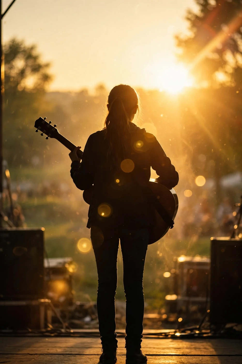 An acoustic guitar by a window in morning light