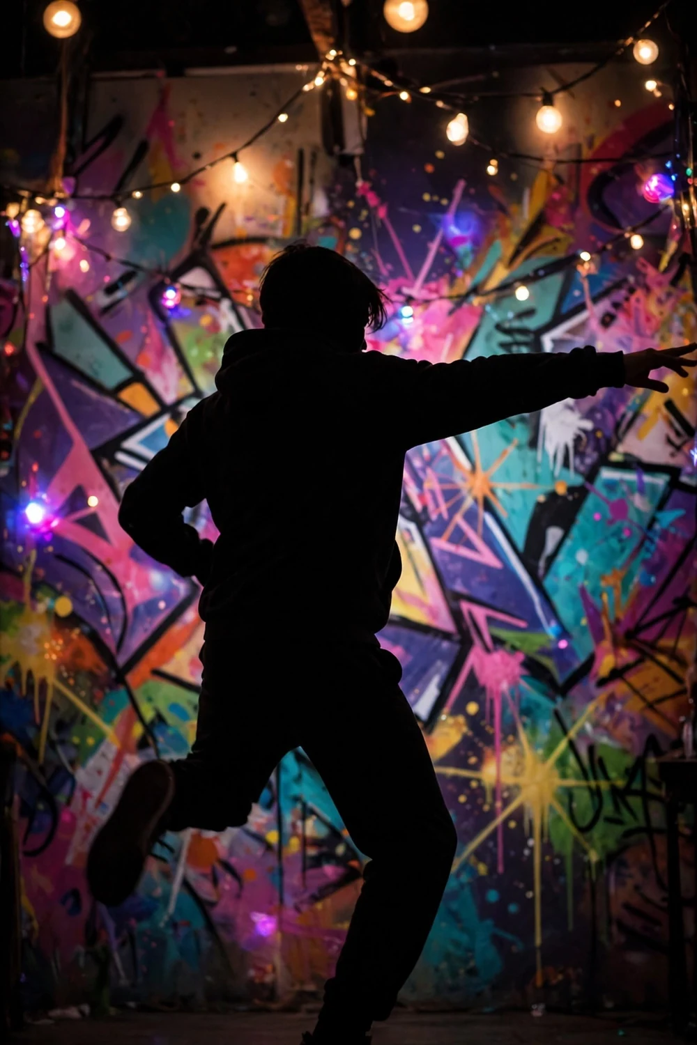 A smartphone on a dance floor under disco lights